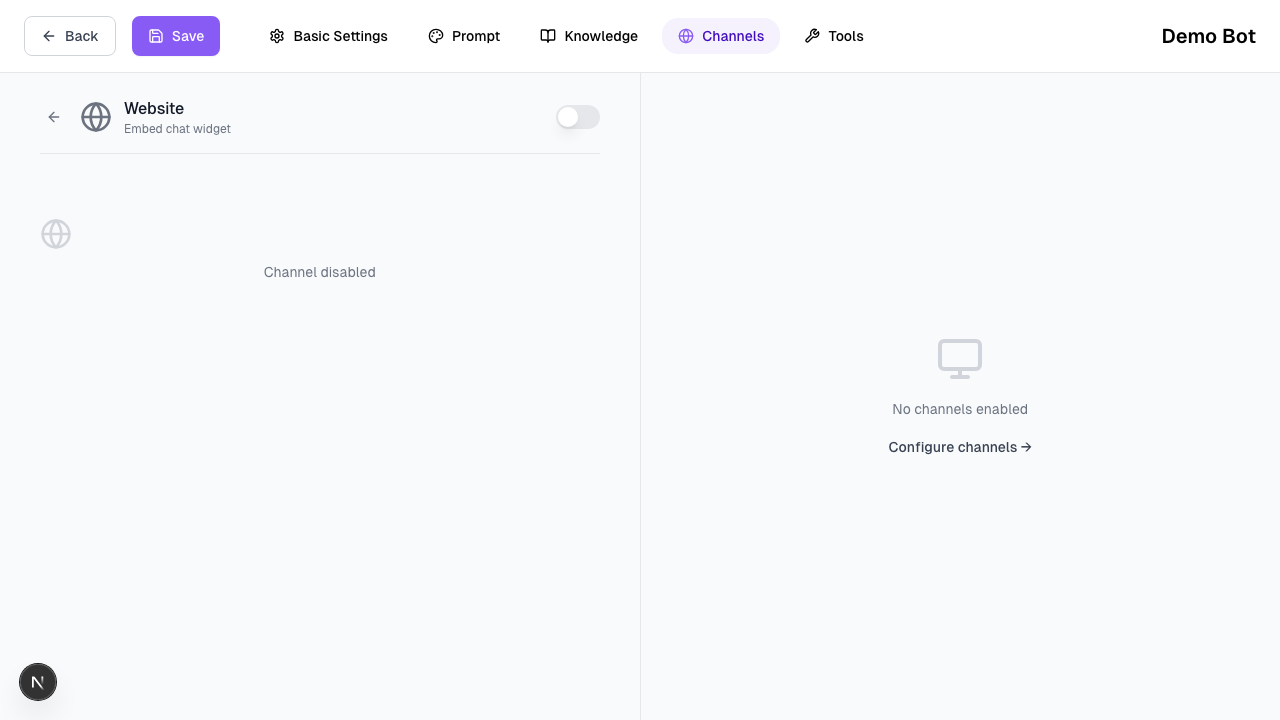 Web Widget Configuration