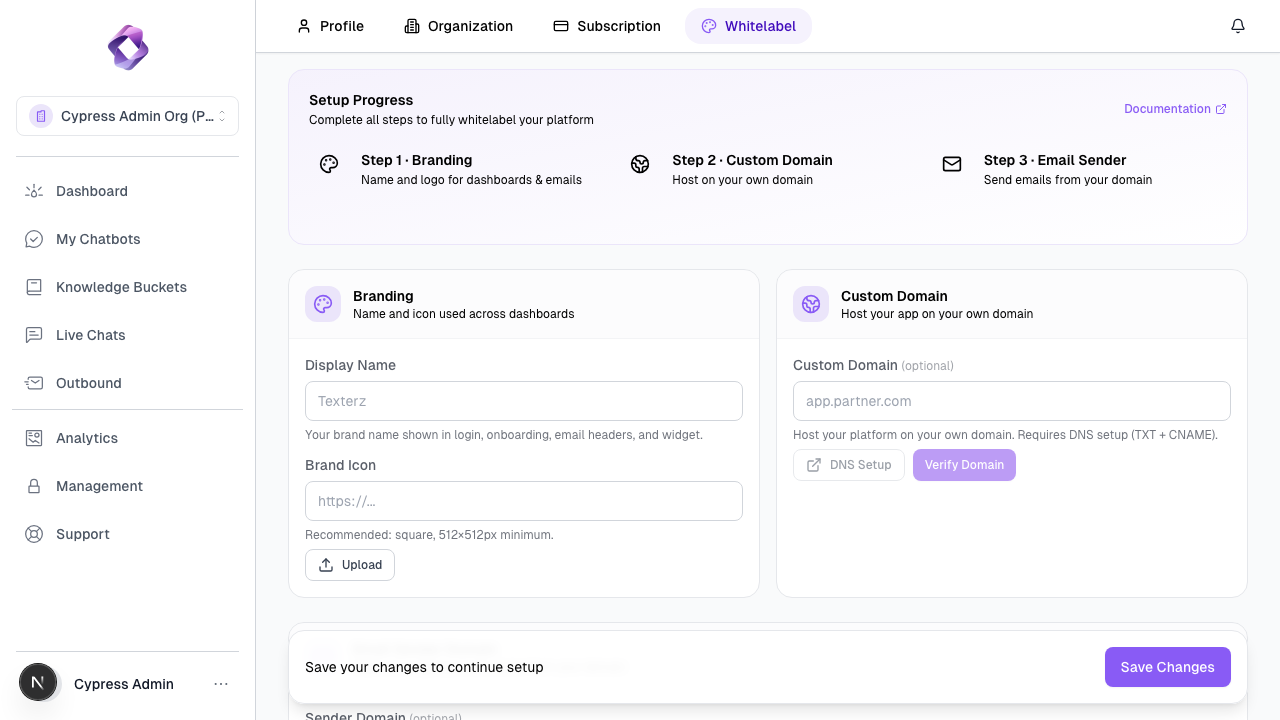Custom Domain Settings